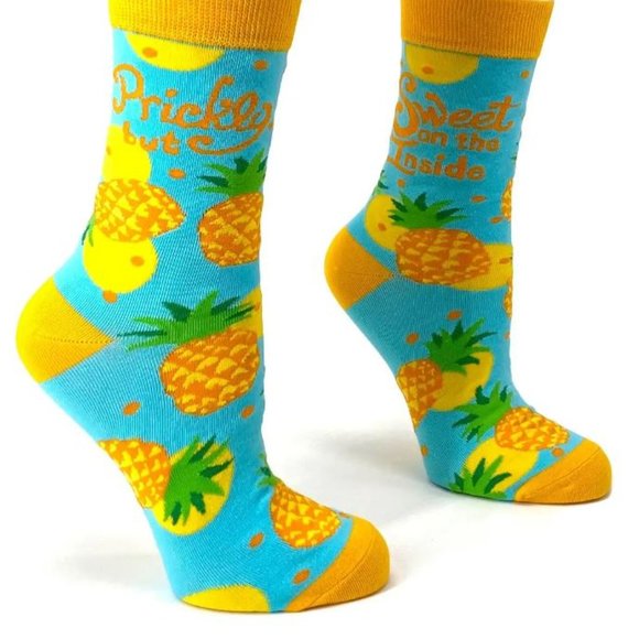 Prickly, But Sweet On The Inside Women's Pineapple Crew Socks - Picture 1 of 1